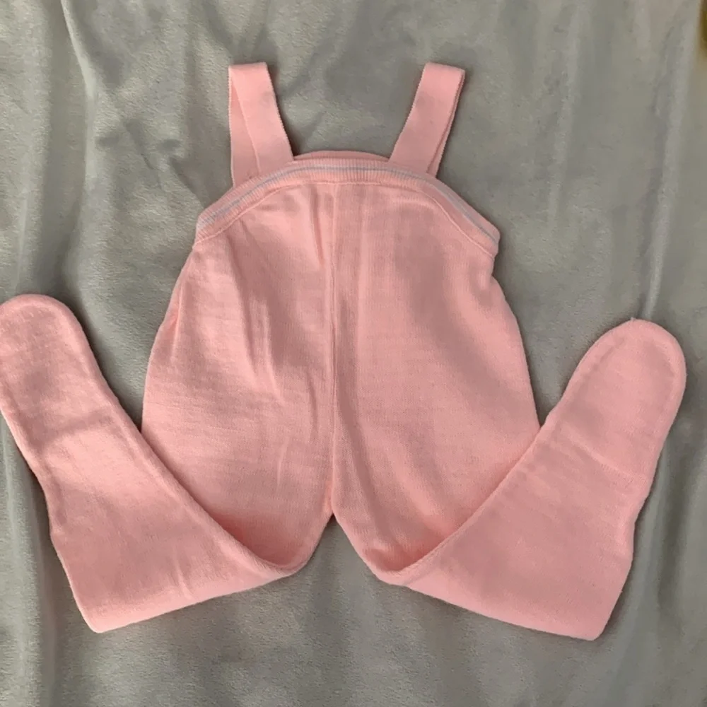Pink footed baby overalls One Piece romper playsuit size 6-9 months embroidered